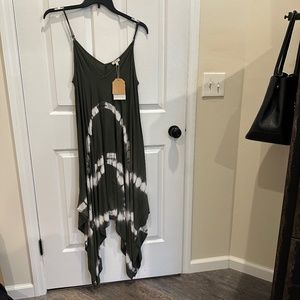 Olive green tie dye dress/cover up